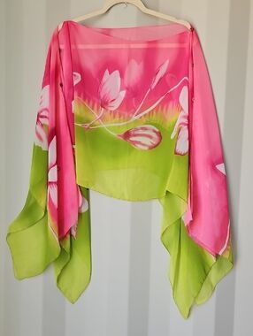 Pink & Lime Floral Scarf Wrap